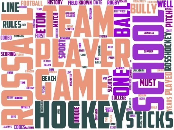 Rossall Hockey Wordart Crafting: A Versatile Hand-Drawn Wordcloud for Purposeful Design